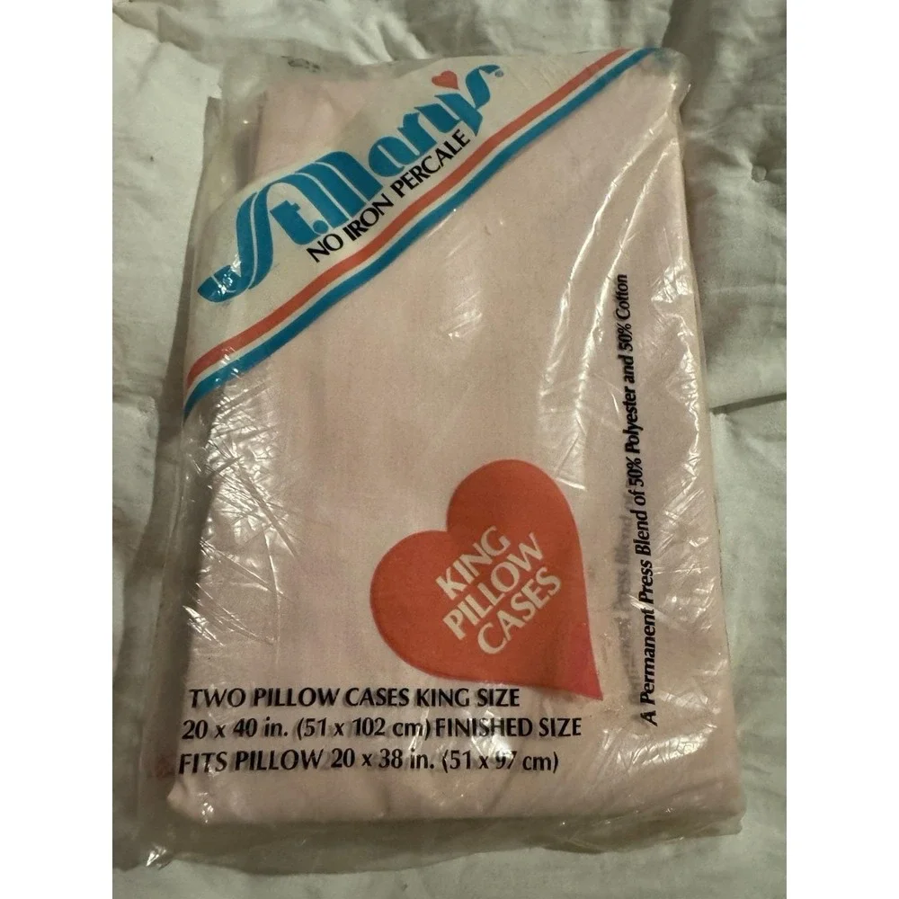 St. Mary's King PINK‎ Pillow Cases No iron Percale Pack Of 2 New In package